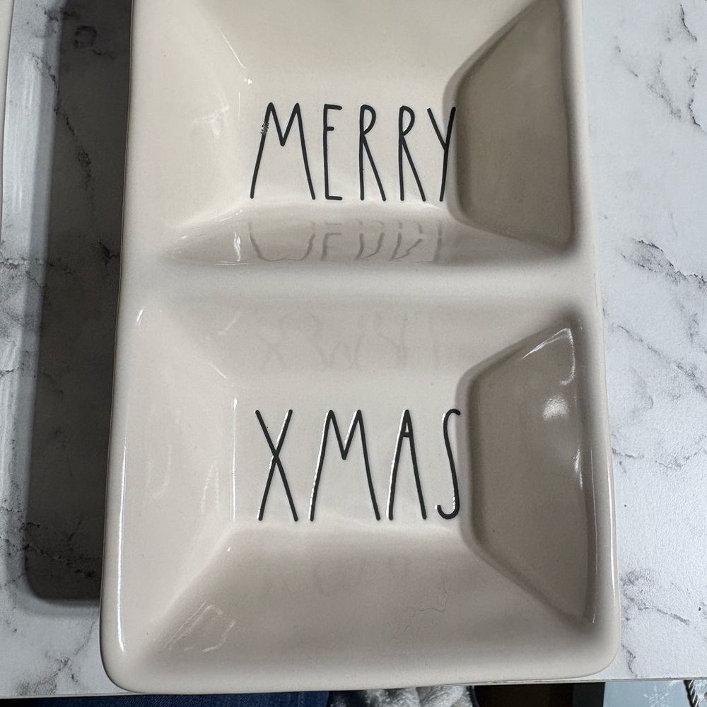 Rae Dunn Cream and Black Holiday Tray